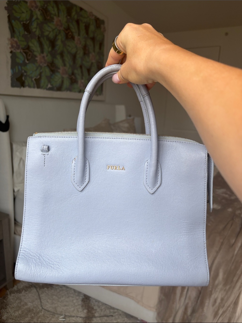 Furla Powder Blue Leather Top-Handle Satchel